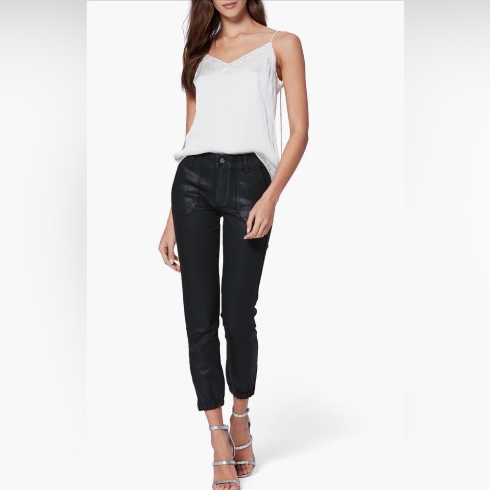 PAIGE Black Wax Coated Mayslie Jogger Pants